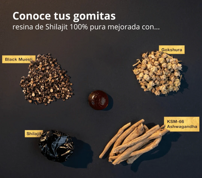 Gomitas de Shilajit Puro del Himalaya: Con Ashwagandha, Black Musli y Gokshura
